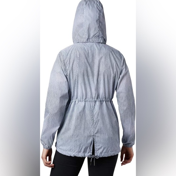 Columbia Gable Island Blue/White Nautical Striped Lightweight Windbreaker Jacket - Picture 2 of 14